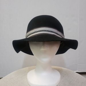 Rag & Bone Black Fedora Wool with Grey Band